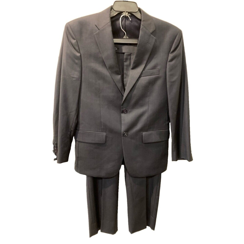 Men's Jos A. Bank 2 Piece Suit Tailored Fit Wool Navy Blue Size 40S 32x27